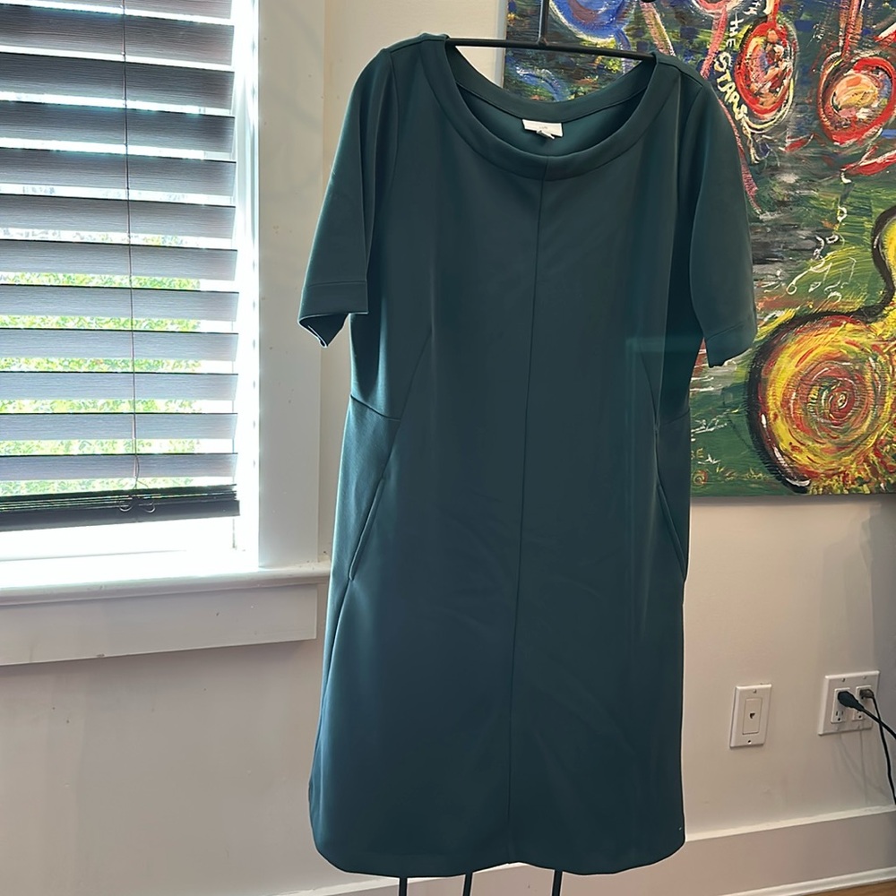 J Jill Dress in Green, has pockets! Size MP